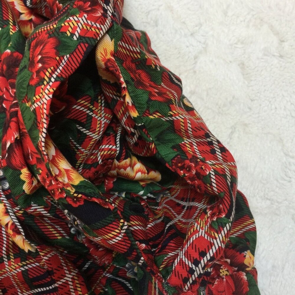 Talbots Petites Womens Rayon Plaid & Floral Midi Skirt Size 12P Red/Green Pocket - Picture 8 of 8